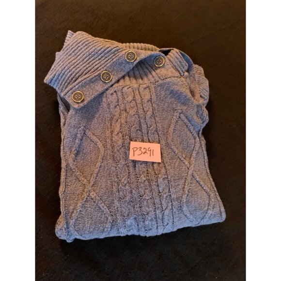 Cozy Croft & Barrow Size 1X Knit Sweater with Button Collar Cable Pattern Blue - Picture 12 of 12